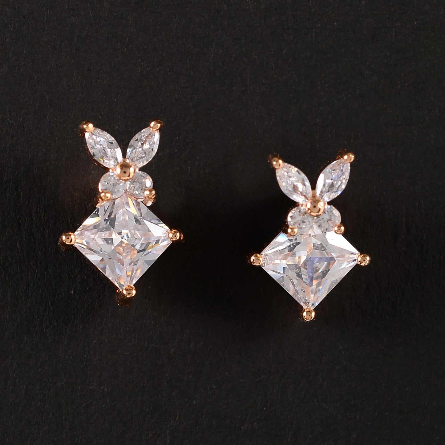 Selunelle- Stone Studded Zirconia Stud Earrings