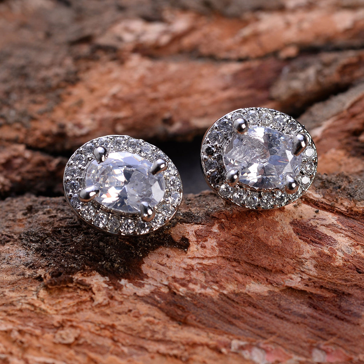 Aurielle Mist- Stone Studded Zirconia Stud Earrings