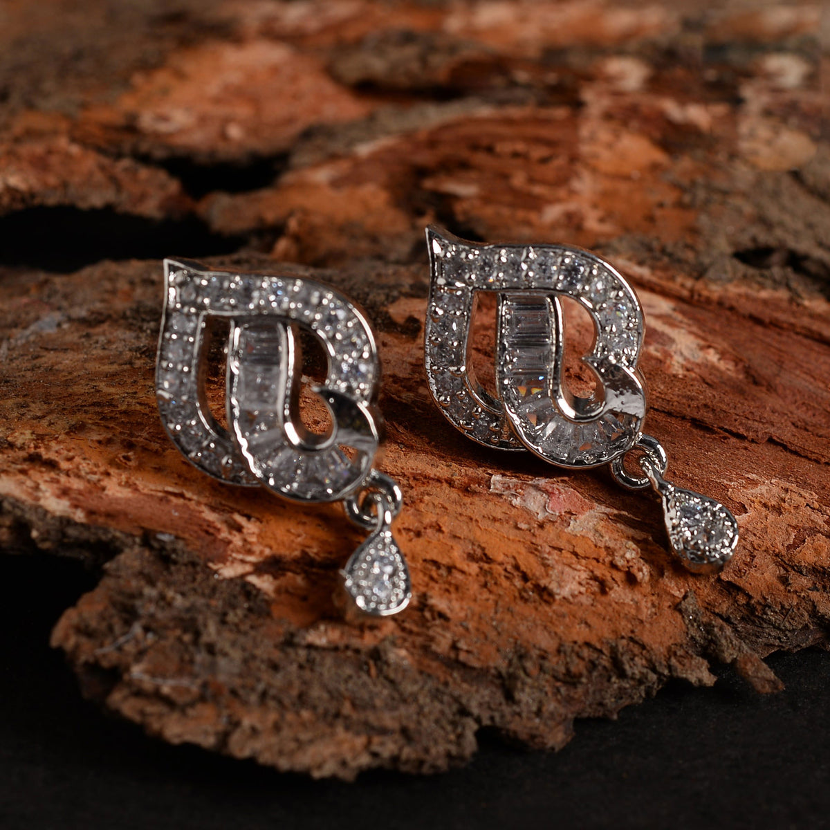 Noctavia- Stone Studded Zirconia Stud Earrings