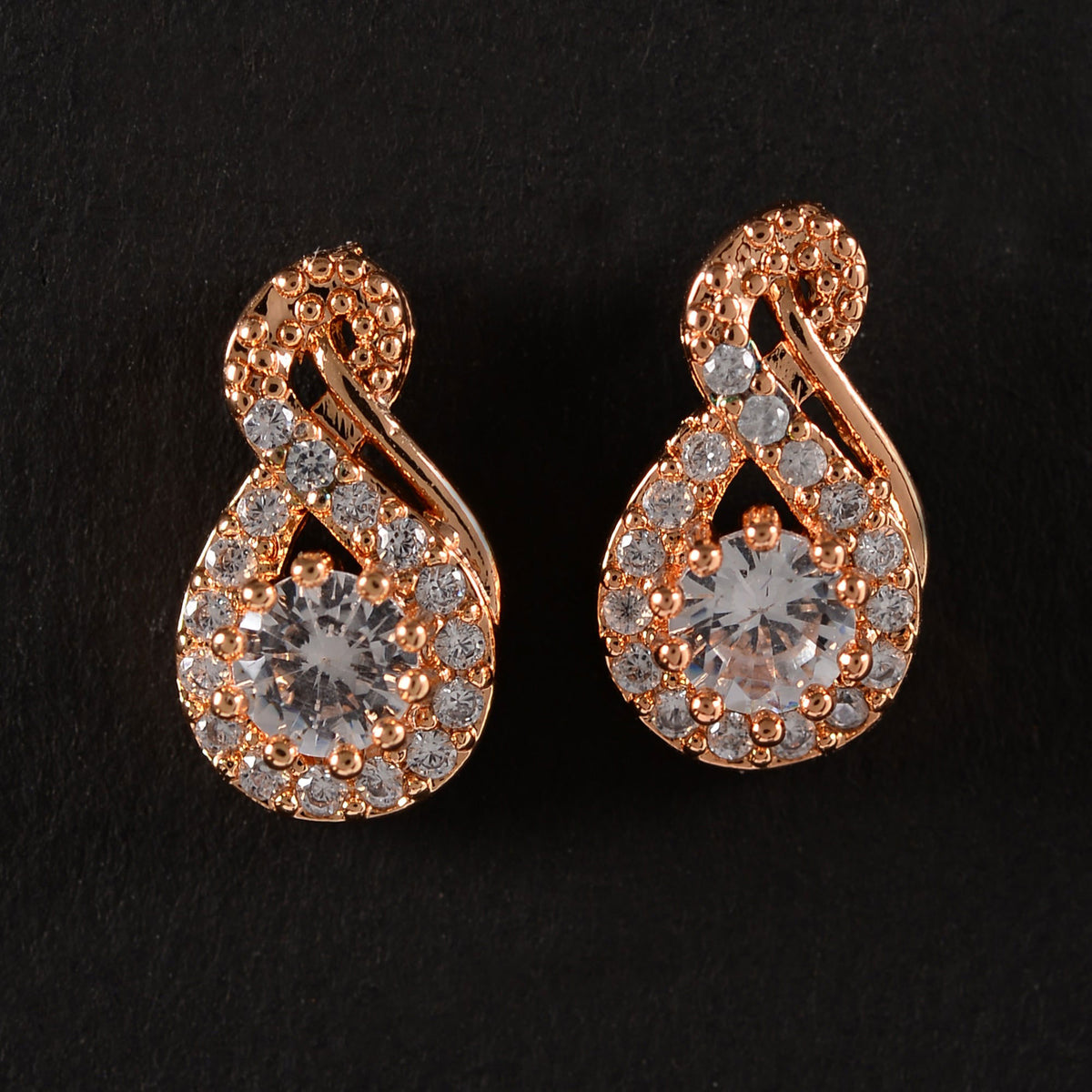 Lunine- Stone Studded Zirconia Stud Earrings