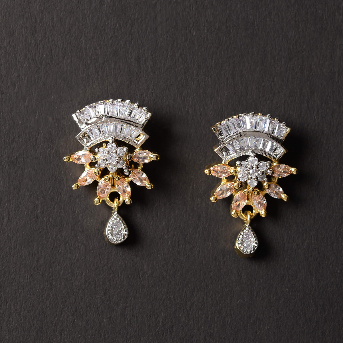 Cosmielle- Stone Studded Zirconia Stud Earrings
