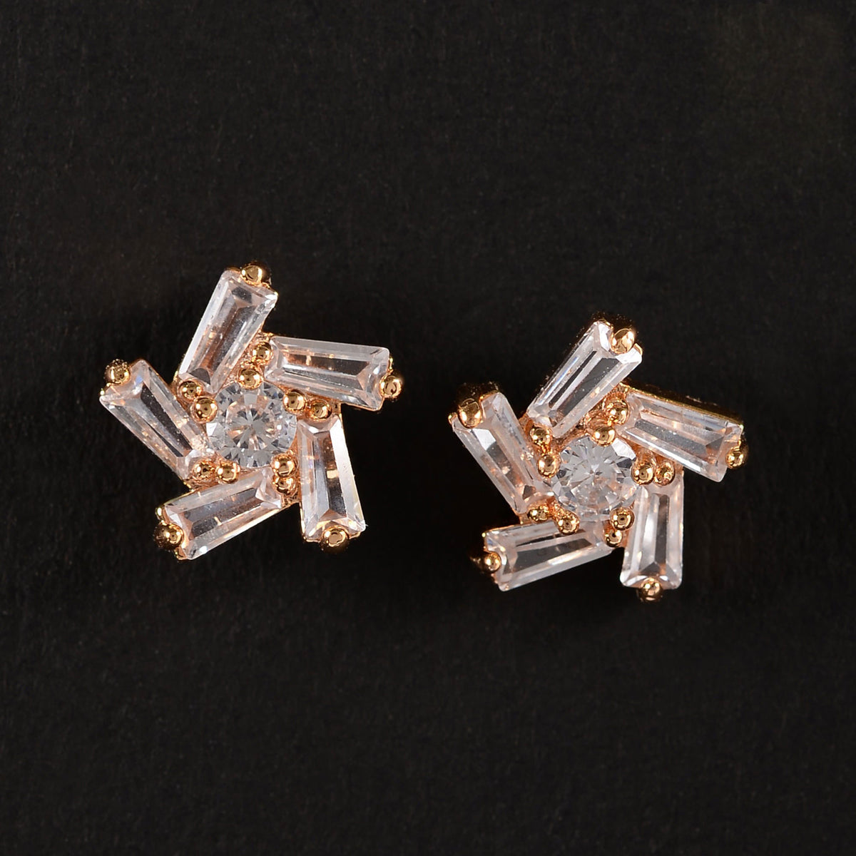 Aurovia- Stone Studded Zirconia Stud Earrings