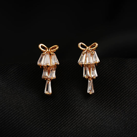 Aurestella- Stone Studded Zirconia Stud Earrings