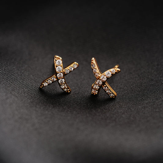 Moonrose- Stone Studded Zirconia Stud Earrings