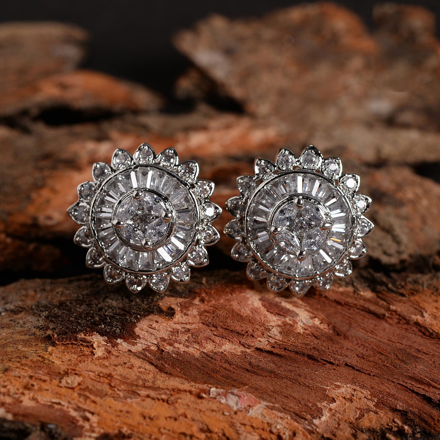 Stariva- Stone Studded Zirconia Stud Earrings