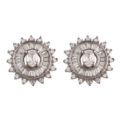 Selunara- Stone Studded Zirconia Stud Earrings