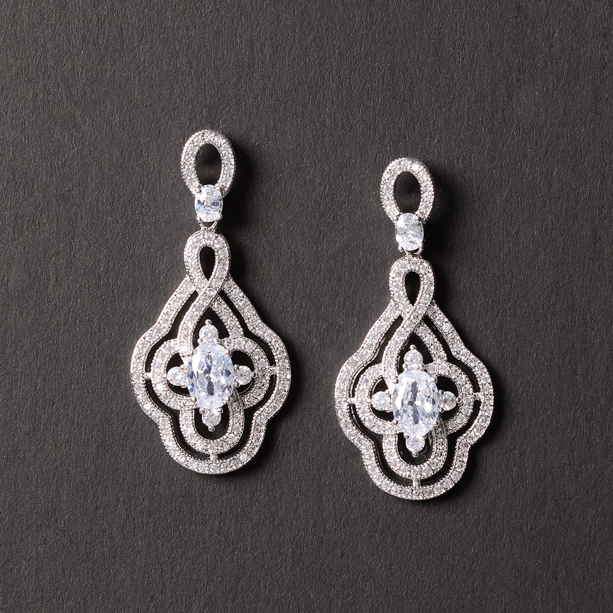 Luminya- Stone Studded Zirconia Stud Earringsf