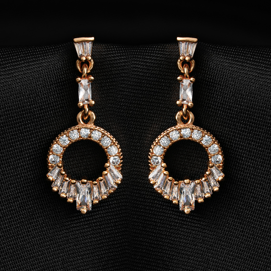 Astranova- Stone Studded Zirconia Dangler Earrings