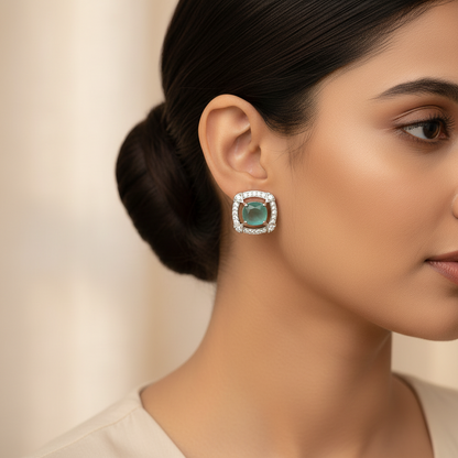 Halo Drift- Stone studded stud earrings