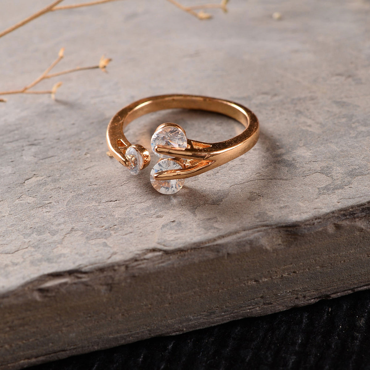 Nebulyn- Stone studded Rosegold Fancy Rings