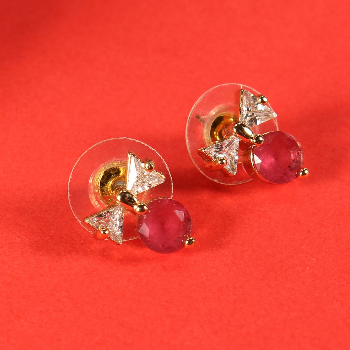 Selaria- Stone Studded Zirconia Stud Earrings