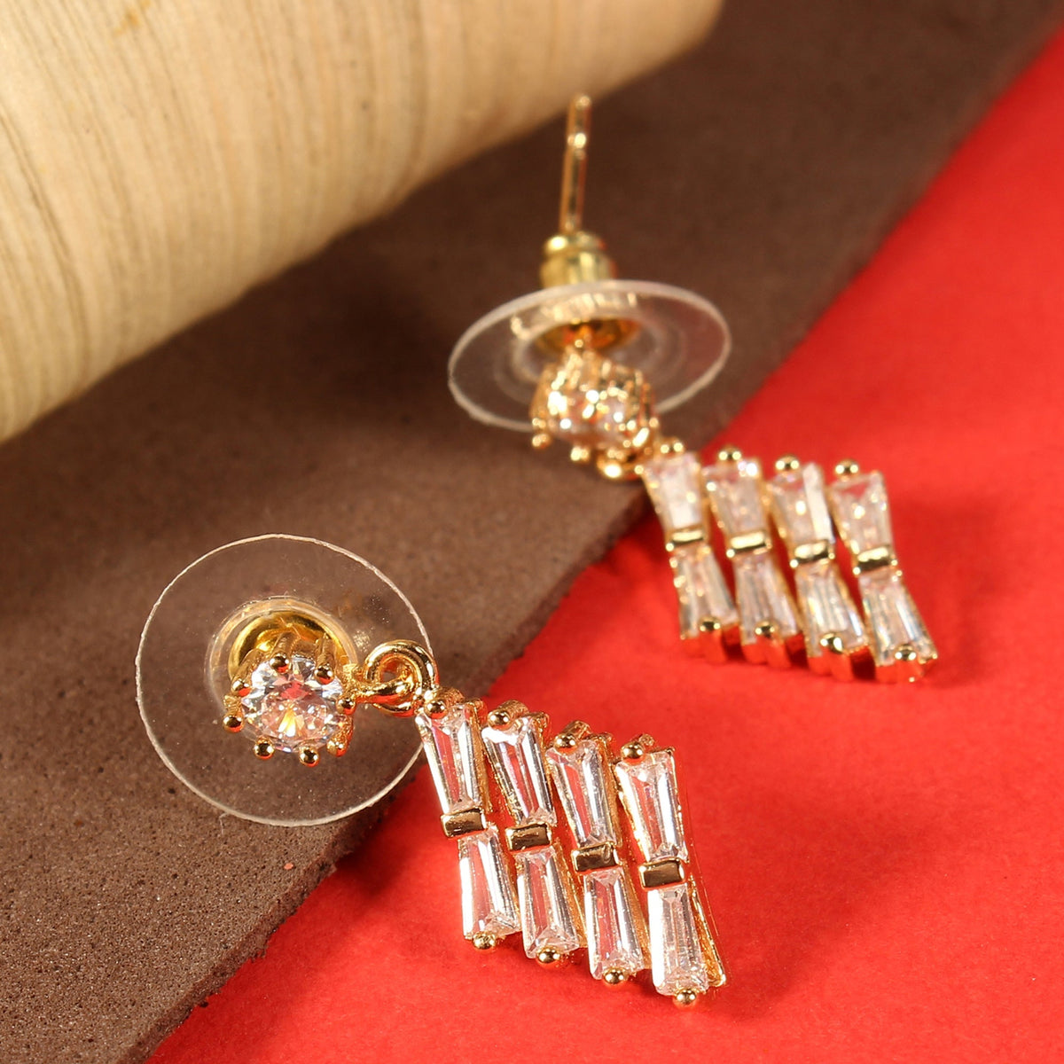 Lunara Mist- Stone Studded Zirconia Stud Earrings
