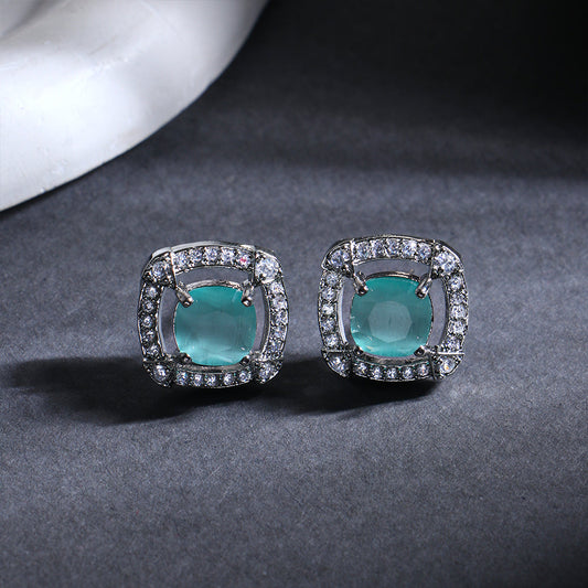 Halo Drift- Stone studded stud earrings
